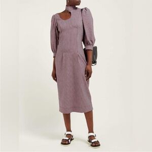 NWT GANNI Seersucker Dress in Moonlight Mauve | Size 38